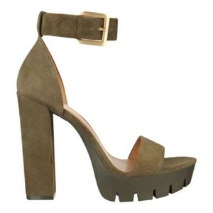 Nine West Olive Suede Indira Platform Sandals